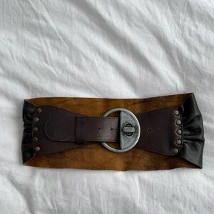 Diesel Brown 100% Leather Belt with Silver Buckle